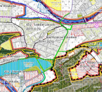 Vymezen plochy pipomnky - Cyklistick a p doprava - 307 / Nad Kyjskm Rybnkem