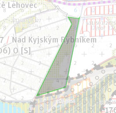 Vymezen plochy pipomnky - Hranice lokality 307 / Nad Kyjskm Rybnkem a 503 / Sdlit ern Most