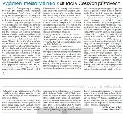 Vyjádření města Mělníka k situaci v Českých přístavech Vyjádření města Mělníka k situaci v Českých přístavech