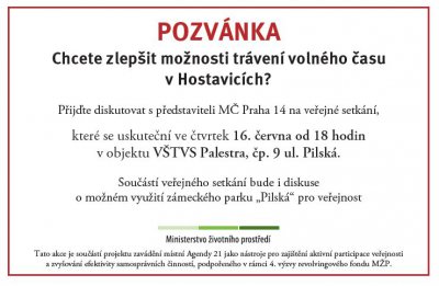 Veřejné setkání - Budoucnost parku v Pilské Veřejné setkání - Budoucnost parku v Pilské